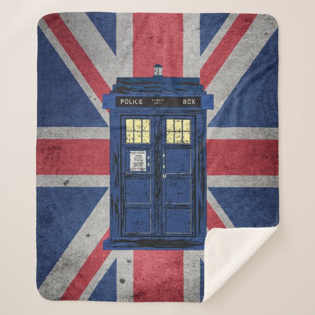 Blue Police Public Call Box - UK Time Travel 1 Sherpadecke (Vorderseite)