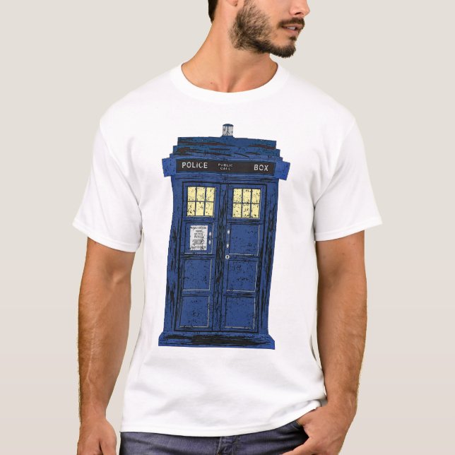 Blue Police Public Call Box - UK Time Travel 1 T-Shirt (Vorderseite)