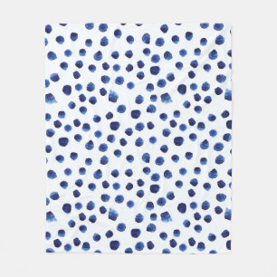 Blue Polka: Aquarelltuch Nahtlos. Fleecedecke