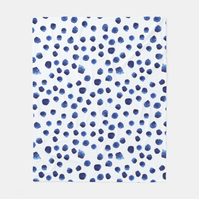 Blue Polka: Aquarelltuch Nahtlos. Fleecedecke (Vorderseite)