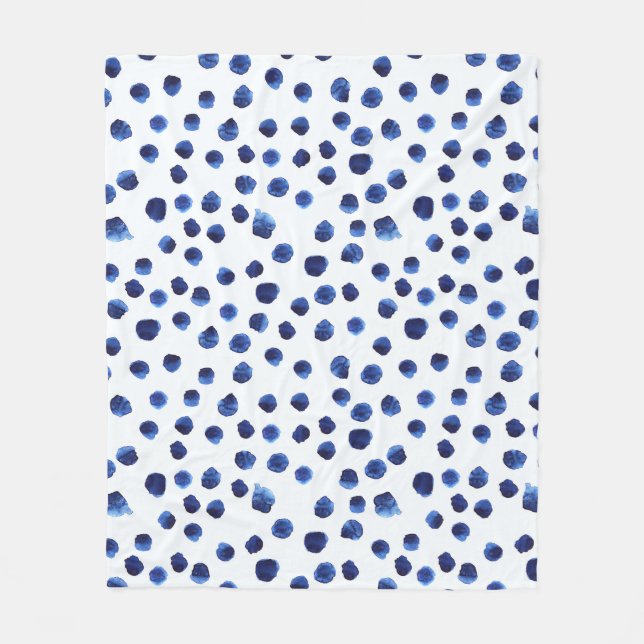 Blue Polka: Aquarelltuch Nahtlos. Fleecedecke (Vorderseite)
