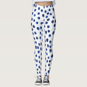 Blue Polka: Aquarelltuch Nahtlos. Leggings