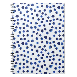 Blue Polka: Aquarelltuch Nahtlos. Notizblock