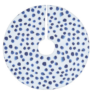 Blue Polka: Aquarelltuch Nahtlos. Polyester Weihnachtsbaumdecke