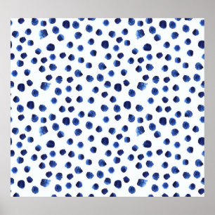 Blue Polka: Aquarelltuch Nahtlos. Poster