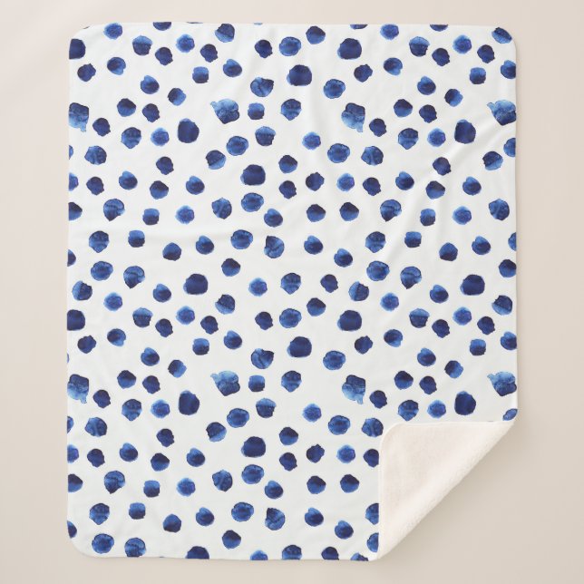 Blue Polka: Aquarelltuch Nahtlos. Sherpadecke (Vorderseite)