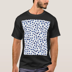 Blue Polka: Aquarelltuch Nahtlos. T-Shirt