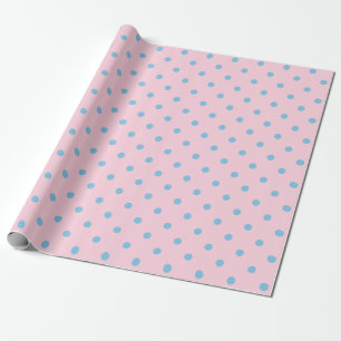Blue Polka Dot auf hellrosa Großraum Geschenkpapier