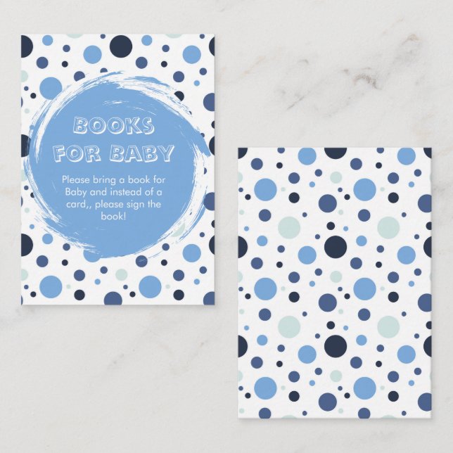 Blue polka dot Baby Shower books for Baby Begleitkarte (Vorne/Hinten)