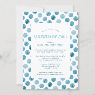 Blue Polka Dot Baby Showroom von Watercolor, Blue Einladung