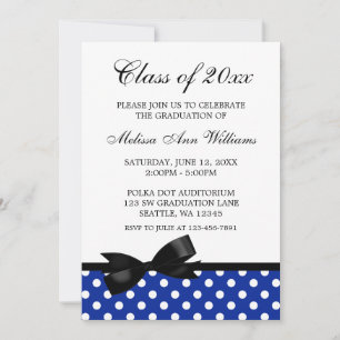 Blue Polka Dot Black Bow Abschluss Ankündigung