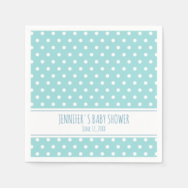 Blue Polka Dot Boy Baby Dusche Serviette (Vorderseite)