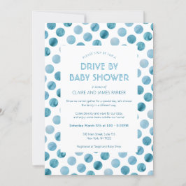 Blue Polka Dot Drive mit Baby-Dusche Einladung