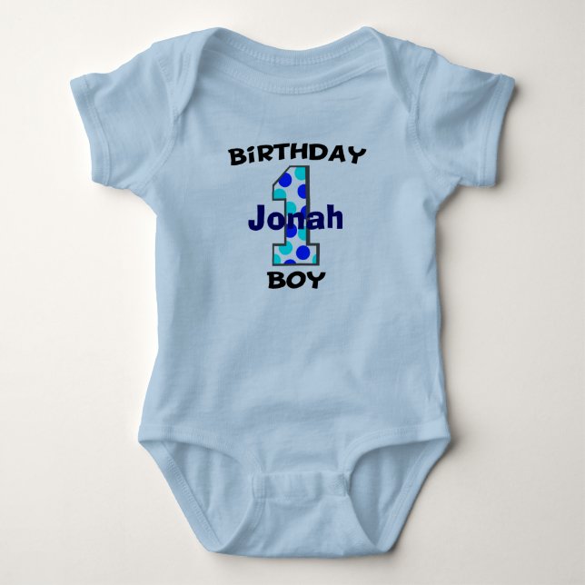 Blue Polka Dot First Birthday Boy Shirt (Vorderseite)