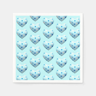 Blue Polka Dot Heart Valentine's Day Baby Boy Serviette