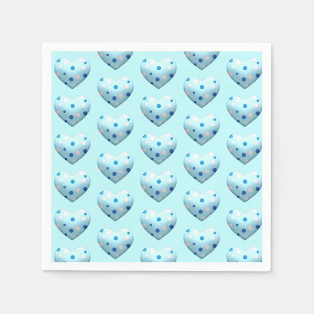 Blue Polka Dot Heart Valentine's Day Baby Boy Serviette (Vorderseite)
