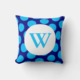 Blue Polka Dot Monogram Kissen