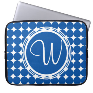 Blue Polka Dot Monogram Laptopschutzhülle