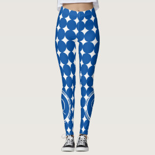 Blue Polka Dot Monogram Leggings