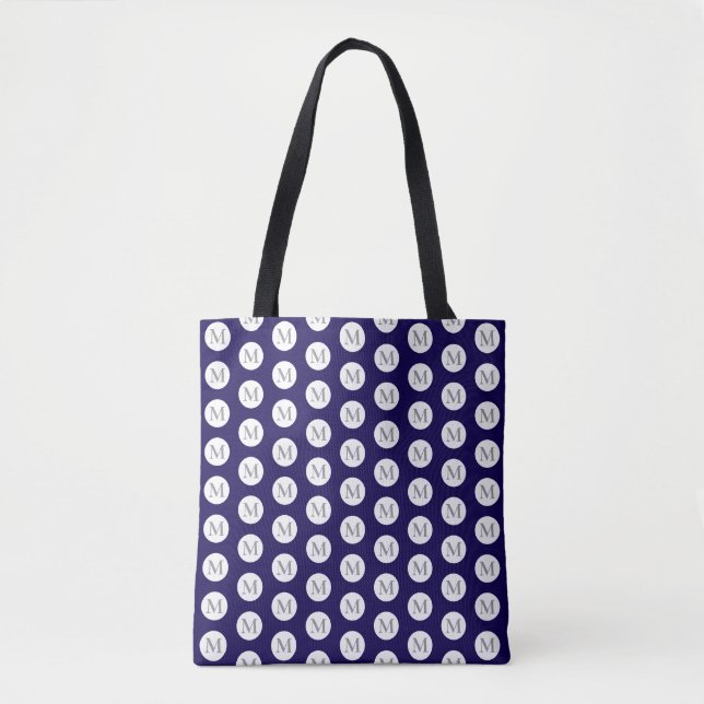 Blue Polka Dot Monogram Tasche (Vorderseite)