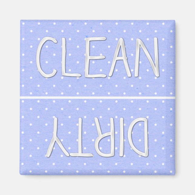 Blue Polka Dot Paper Clean Dirty Magnet (Vorne)