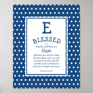 Blue Polka Dot Personalisiertes Christliches Baby  Poster