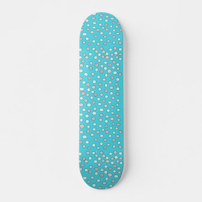 Blue Polka Dot Scratch Pattern Skateboard (Vorne)