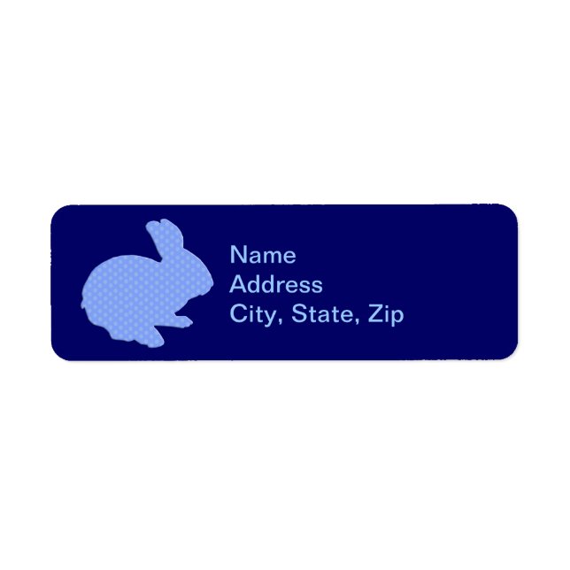 Blue Polka Dot Silhouette Bunny Address Labels (Vorne)