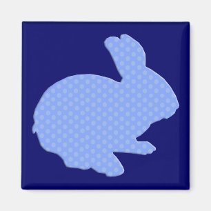 Blue Polka Dot Silhouette Oster Bunny Magnet