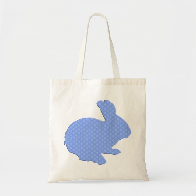 Blue Polka Dot Silhouette Ostern Bunny Toag Tragetasche (Vorne)