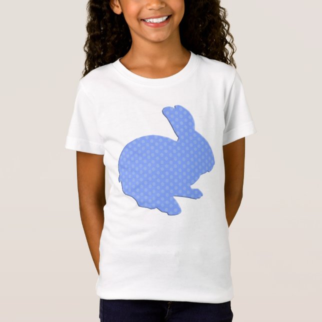 Blue Polka Dot Silhouette Ostern Sonniges Shirt (Vorderseite)