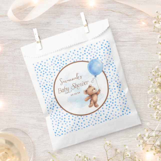 Blue Polka Dot Teddy Bear Baby Dusche Geschenktütchen (Ausgeschnitten)