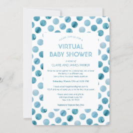 Blue Polka Dot Virtual Baby Dusche Einladung