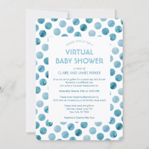 Blue Polka Dot Virtual Baby Dusche Einladung