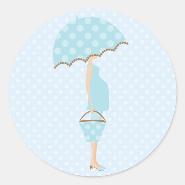 Blue Polka Dots Baby Shower Stickers (Vorderseite)