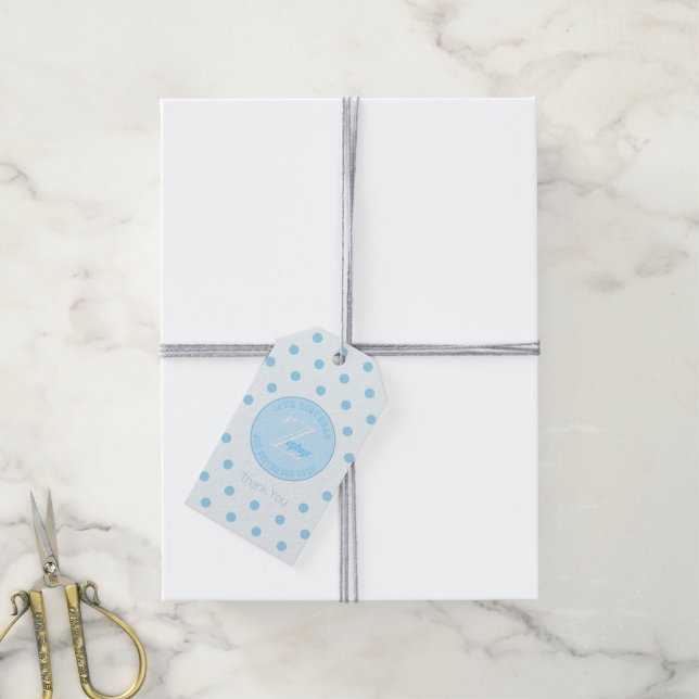 Blue Polka Dots Bluish White Gift Tag Geschenkanhänger (Mit Garn)