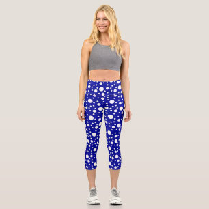 Blue Polka Dots Capri Leggings