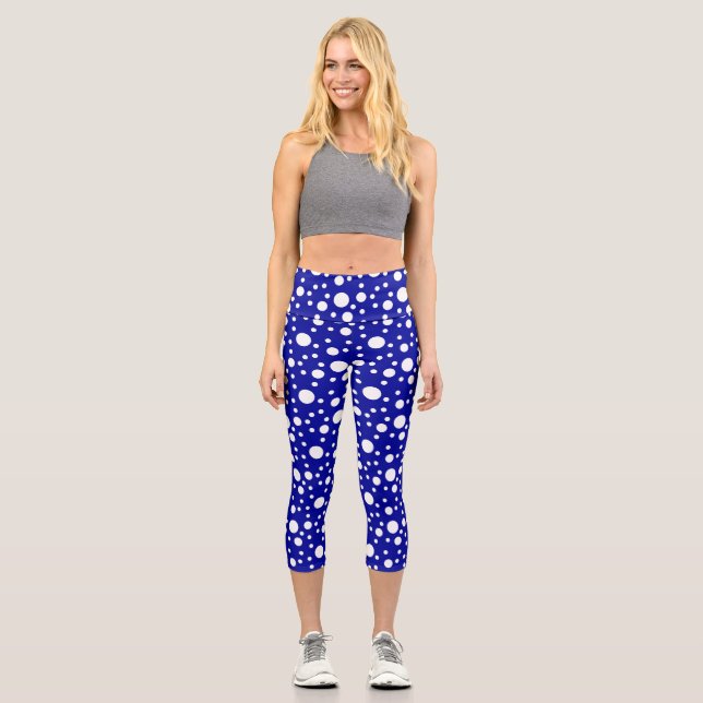 Blue Polka Dots Capri Leggings (Vorderseite)