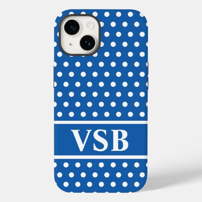 Blue Polka Dots Case-Mate iPhone Hülle (Rückseite)