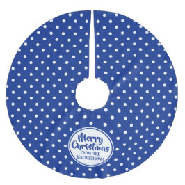 Blue Polka Dots Christmas Tree Skirt Polyester Weihnachtsbaumdecke