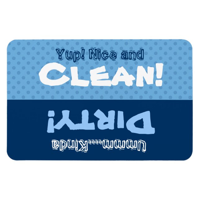 Blue Polka Dots Clean Geschirrspüler X301 Magnet (Horizontal)