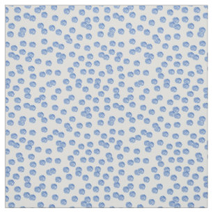 Blue Polka Dots Cotton Twill Fabric Stoff