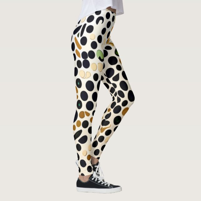 Blue Polka Dots: Gold und Smaragde Akzente Leggings (Rechts)