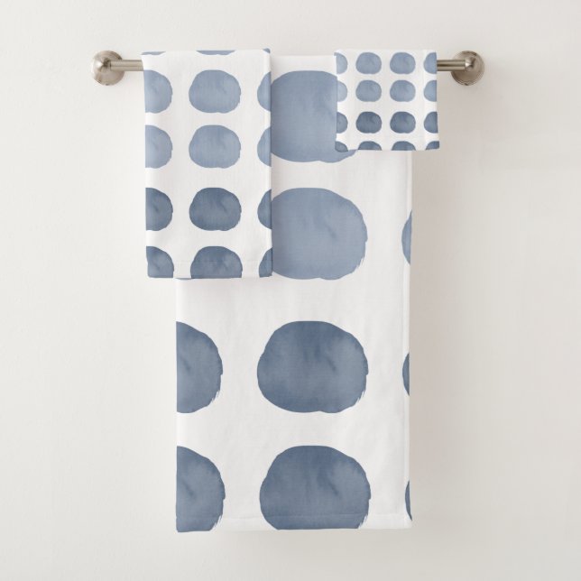 Blue Polka Dots Gradient Happy Niedlich Art Badhandtuch Set (Insitu)