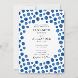 Blue Polka dots Hochzeitseinladung. Marine laden Einladung