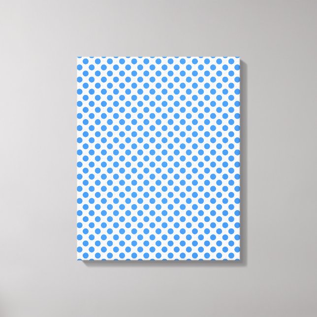 Blue Polka Dots mit anpassbarem Hintergrund Leinwanddruck (Vorderseite)