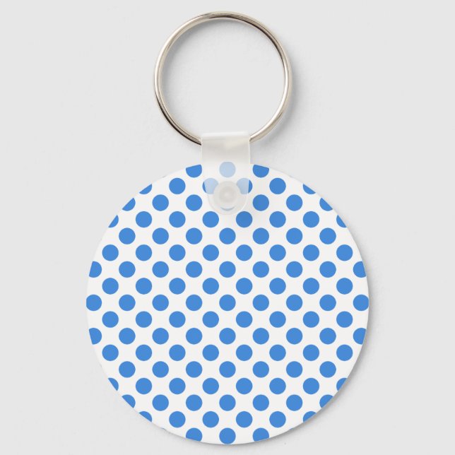 Blue Polka Dots mit anpassbarem Hintergrund Schlüsselanhänger (Vorderseite)