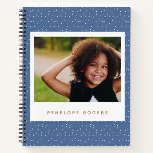 Blue Polka Dots Personalisiertes Foto Notizbuch