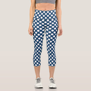 Blue Polka Dots, Polka Dot Pattern, Dots Capri Leggings