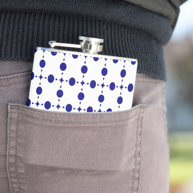 Blue Polka Dots, Polka Dot Pattern, Dots Flachmann (Beispiel)